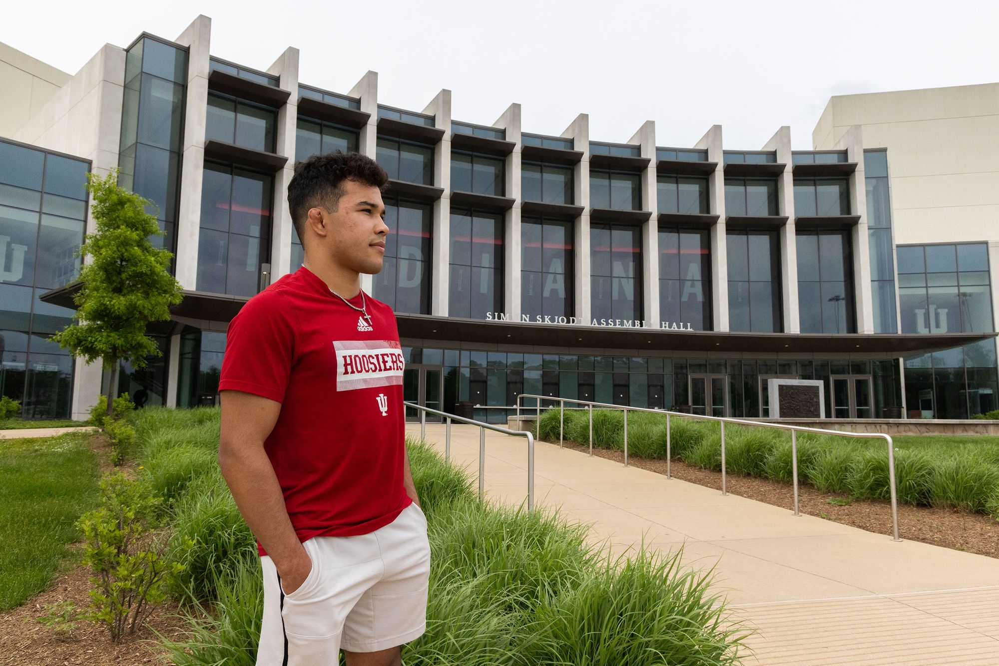 IU's Jacob Moran, outside Assembly Hall in Bloomington, Indiana.